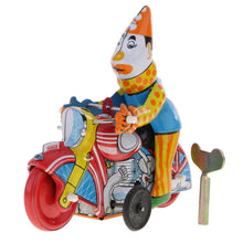 Load image into Gallery viewer, MS629 Clown on Motorcycle Retro Clockwork Wind Up Tin Toy Collectible