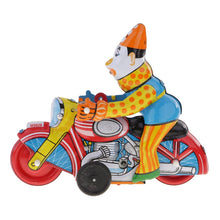 Load image into Gallery viewer, MS629 Clown on Motorcycle Retro Clockwork Wind Up Tin Toy Collectible