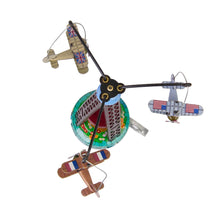 Load image into Gallery viewer, MM264 Vintage Flying Planes Go Round Retro Clockwork Wind Up Tin Toy Collectible