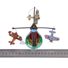 Load image into Gallery viewer, MM264 Vintage Flying Planes Go Round Retro Clockwork Wind Up Tin Toy Collectible