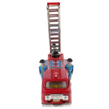 Load image into Gallery viewer, MF718 Vintage Fire Engine Truck Ladder Vehicle Friction with Siren Tin Toy Collectible
