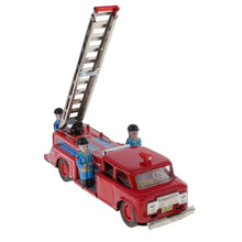 Load image into Gallery viewer, MF718 Vintage Fire Engine Truck Ladder Vehicle Friction with Siren Tin Toy Collectible