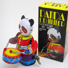 Load image into Gallery viewer, MS566 Panda Drummer Robot Amusing Gay Clockwork Wind Up Tin Toy Collectible
