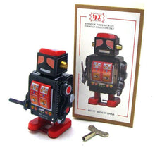 Load image into Gallery viewer, MS517 Mechanical Walking Black Robot Retro Clockwork Wind Up Tin Toy Collectible