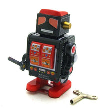 Load image into Gallery viewer, MS517 Mechanical Walking Black Robot Retro Clockwork Wind Up Tin Toy Collectible
