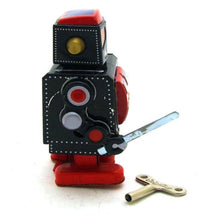 Load image into Gallery viewer, MS517 Mechanical Walking Black Robot Retro Clockwork Wind Up Tin Toy Collectible