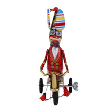 Load image into Gallery viewer, Vintage Circus Duck on Bike Tricycle Propeller Hat Retro Clockwork Wind Up Tin Toy Collecible