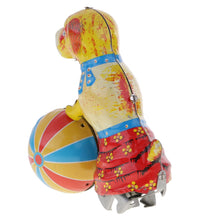 Load image into Gallery viewer, Vintage Circus Dog Rolling Ball Retro Clockwork Wind Up Tin Toy Collectible