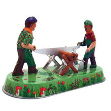 Load image into Gallery viewer, MS394 Loggers Sawing Wood Woodcutters Retro Clockwork Wind Up Tin Toy Collectible