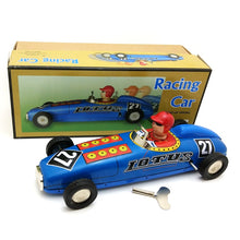 Load image into Gallery viewer, MS641 Vintage Blue Lotus Racing Car #27 Retro Clockwork Wind Up Tin Toy Collectible