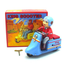 Load image into Gallery viewer, MS637 King Scooter Motorcycle Motorbike Retro Clockwork Wind Up Tin Toy Collectible