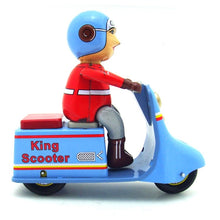Load image into Gallery viewer, MS637 King Scooter Motorcycle Motorbike Retro Clockwork Wind Up Tin Toy Collectible