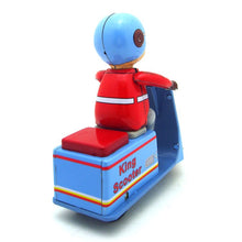 Load image into Gallery viewer, MS637 King Scooter Motorcycle Motorbike Retro Clockwork Wind Up Tin Toy Collectible