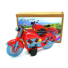 Load image into Gallery viewer, MS359 Red Harley Motorcycle Motorbike Retro Clockwork Wind Up Tin Toy Collectible