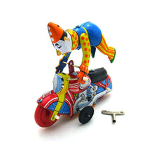 Load image into Gallery viewer, MS629 Clown on Motorcycle Retro Clockwork Wind Up Tin Toy Collectible
