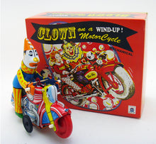 Load image into Gallery viewer, MS629 Clown on Motorcycle Retro Clockwork Wind Up Tin Toy Collectible