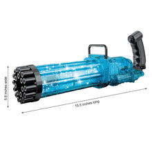 Load image into Gallery viewer, Gatling Electric Bubble Machine Gun Toy 21 Holes 15.5 Inch Summer Automatic Soap Water Maker For Kids Gift (Choose Color)