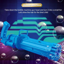 Load image into Gallery viewer, Gatling Electric Bubble Machine Gun Toy 21 Holes 15.5 Inch Summer Automatic Soap Water Maker For Kids Gift (Choose Color)