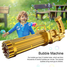 Load image into Gallery viewer, Gatling Electric Bubble Machine Gun Toy 21 Holes 15.5 Inch Summer Automatic Soap Water Maker For Kids Gift (Choose Color)