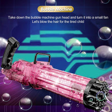 Load image into Gallery viewer, Gatling Electric Bubble Machine Gun Toy 21 Holes 15.5 Inch Summer Automatic Soap Water Maker For Kids Gift (Choose Color)