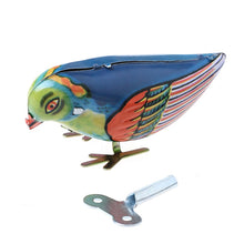 Load image into Gallery viewer, MS029 Vintage Pecking Blue Bird Retro Clockwork Wind Up Tin Toy Collectible