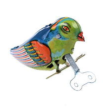 Load image into Gallery viewer, MS029 Vintage Pecking Blue Bird Retro Clockwork Wind Up Tin Toy Collectible