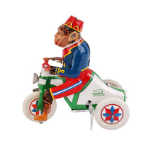 Load image into Gallery viewer, Vintage Circus Monkey on a Tricycle Retro Clockwork Wind Up Tin Toy Collectible