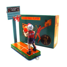 Load image into Gallery viewer, MM2005 Basketball Player Pull Back Game Retro Clockwork Wind Up Tin Toy Collectible