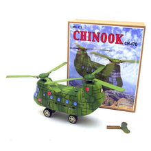Load image into Gallery viewer, MS465 KA-50 Green Camouflage Helicopter Retro Clockwork Wind Up Tin Toy Collectible
