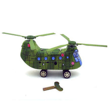 Load image into Gallery viewer, MS465 KA-50 Green Camouflage Helicopter Retro Clockwork Wind Up Tin Toy Collectible