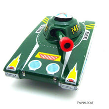 Load image into Gallery viewer, MF721 Vintage Military Tank Toy with Pop Up Soldier Rotating Turret Tin Toy Collectible