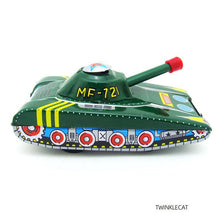 Load image into Gallery viewer, MF721 Vintage Military Tank Toy with Pop Up Soldier Rotating Turret Tin Toy Collectible