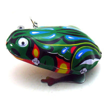 Load image into Gallery viewer, MS082 Moving Eyes Jumping Frog Retro Clockwork Wind Up Tin Toy Collectible