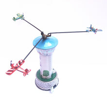 Load image into Gallery viewer, MM265 Airplane Carousel Tower Retro Clockwork Wind Up Tin Toy Collectible
