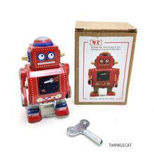Load image into Gallery viewer, MS524 Walking Mini Robot Retro Clockwork Wind Up Tin Toy Collectible (Choose Color)