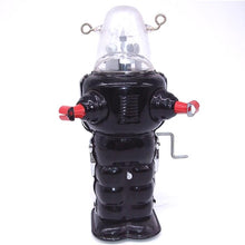 Load image into Gallery viewer, MS207 Black Robby the Robot Space Trooper Crank Retro Wind Up Tin Toy Collectible