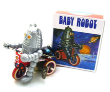 Load image into Gallery viewer, MS013 Baby Robot on Tricycle Bike Bell Retro Clockwork Wind Up Tin Toy Collectible