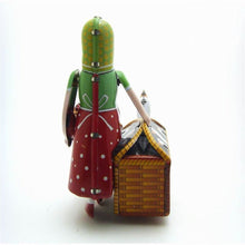 Load image into Gallery viewer, MS501 Farm Lady Women with Goose & Rooster Retro Clockwork Wind Up Tin Toy Collectible