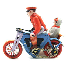 Load image into Gallery viewer, MS458 Vintage Man & Woman in Motorcycle Sidecar Retro Clockwork Wind Up Tin Toy Collectible