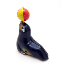 Load image into Gallery viewer, MS665 Vintage Sea Lion with Ball Retro Clockwork Wind Up Tin Toy Collectible
