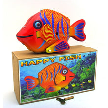 Load image into Gallery viewer, MS480 Happy Fish Retro Clockwork Wind Up Tin Toy Collectible