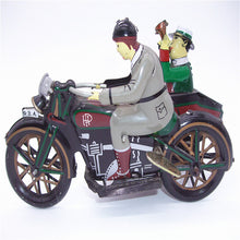 Load image into Gallery viewer, MS804 Vintage Motorcycle with Passenger in Sidecar Retro Clockwork Wind Up Tin Toy Collectible