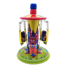 Load image into Gallery viewer, MM101 Rotary Bear Carrousel Spinnning Top Retro Push Pull Action Spins Tin Toy Collectible