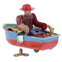 Load image into Gallery viewer, MS385 Vintage Rowboat Boatman Boat Retro Clockwork Wind Up Tin Toy Collectible