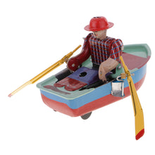 Load image into Gallery viewer, MS385 Vintage Rowboat Boatman Boat Retro Clockwork Wind Up Tin Toy Collectible