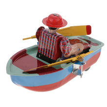 Load image into Gallery viewer, MS385 Vintage Rowboat Boatman Boat Retro Clockwork Wind Up Tin Toy Collectible