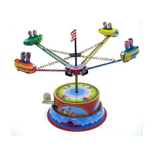 Load image into Gallery viewer, MM266 Spinning Spaceships Rockets Amusement Park Retro Clockwork Wind Up Tin Toy Collectible