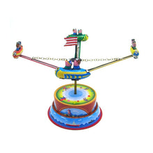 Load image into Gallery viewer, MM266 Spinning Spaceships Rockets Amusement Park Retro Clockwork Wind Up Tin Toy Collectible