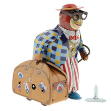 Load image into Gallery viewer, MS516 Vintage Traveler Suitcase Monkey Retro Clockwork Wind Up Tin Toy Collectible
