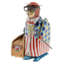 Load image into Gallery viewer, MS516 Vintage Traveler Suitcase Monkey Retro Clockwork Wind Up Tin Toy Collectible